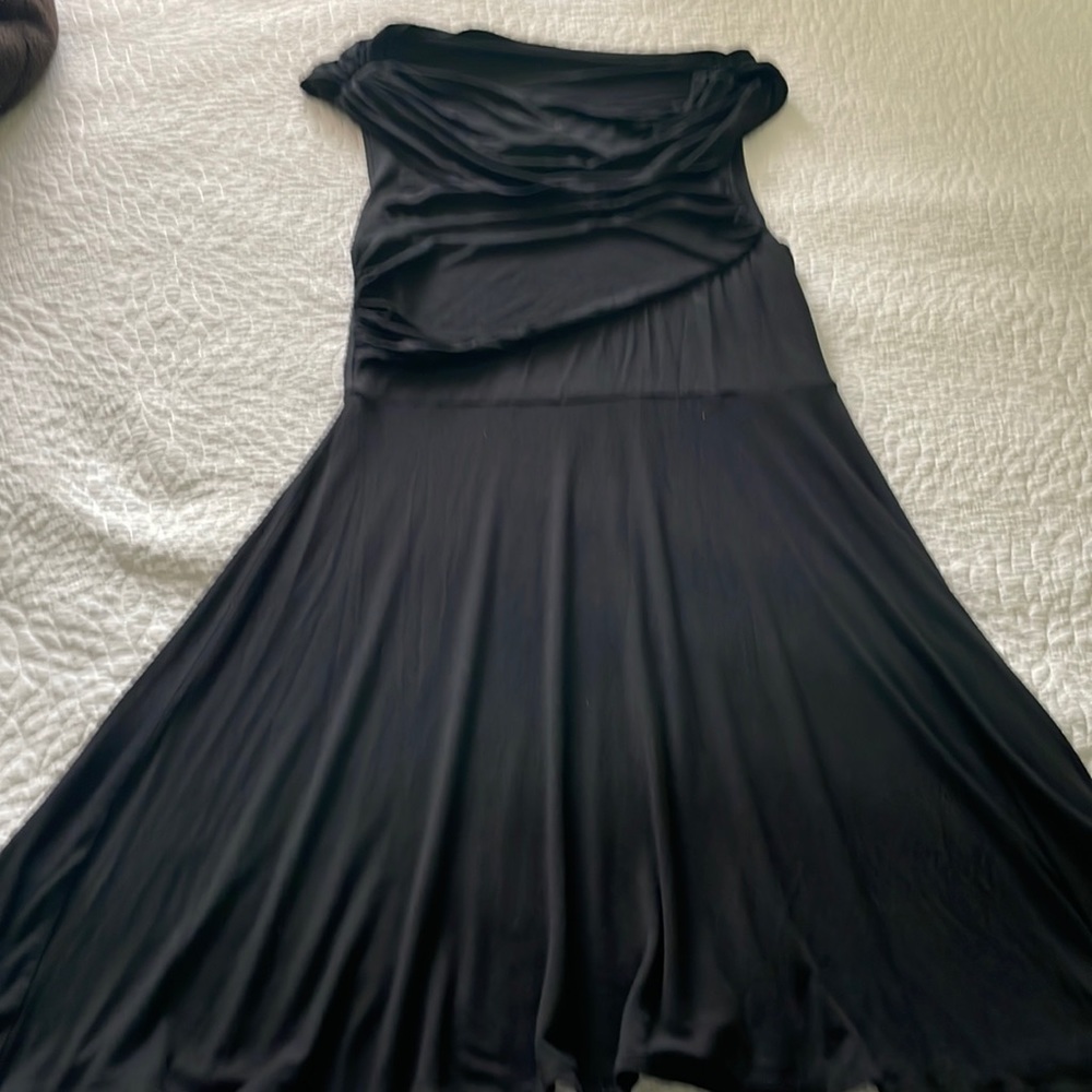 Black Dress with Draped Neckline